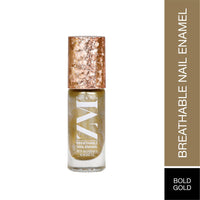 ZM Zayn & Myza Breathable Nail Enamel With Raspberry & Almond Oil, Bold Gold 7ml