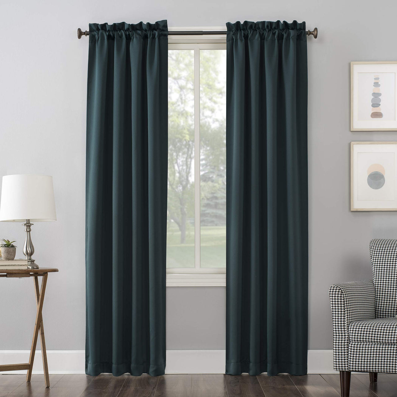 Sun Zero Easton Energy Saving Blackout Rod Pocket Curtain Panel, 40" x 84", Teal