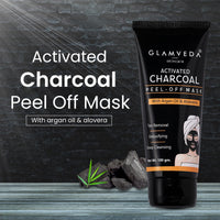 Glamveda Activated Charcoal Peel Off Mask | Cleans Pores, Removes Blackheads & Tanning | Anti Pollution | Pimples| Acne | No Parabens Enriched With Argan Oil & Vitamin E 100gm Pack Of (1)