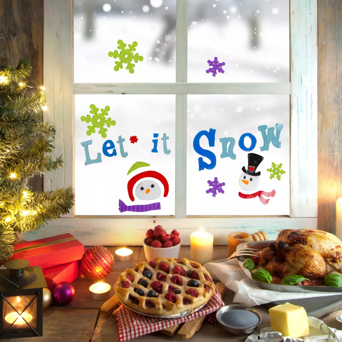 Northlight 21-Piece Let It Snow Santa and Snowman Gel Christmas Window Clings