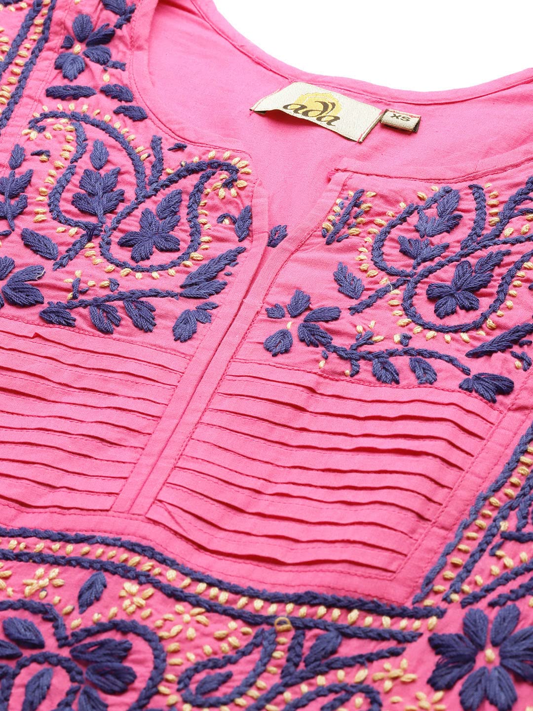 Ada Women's  Cotton Top Hand Embroidered Lucknowi Chikankari Tunic Kurti