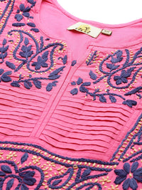 Ada Women's  Cotton Top Hand Embroidered Lucknowi Chikankari Tunic Kurti