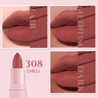 Glamveda Creamy Matte Long Lasting Lipstick with Ceramides & Peptides, Lightweight, 12 Hour Wear, Smudgeproof & Transferproof - Chilli 308