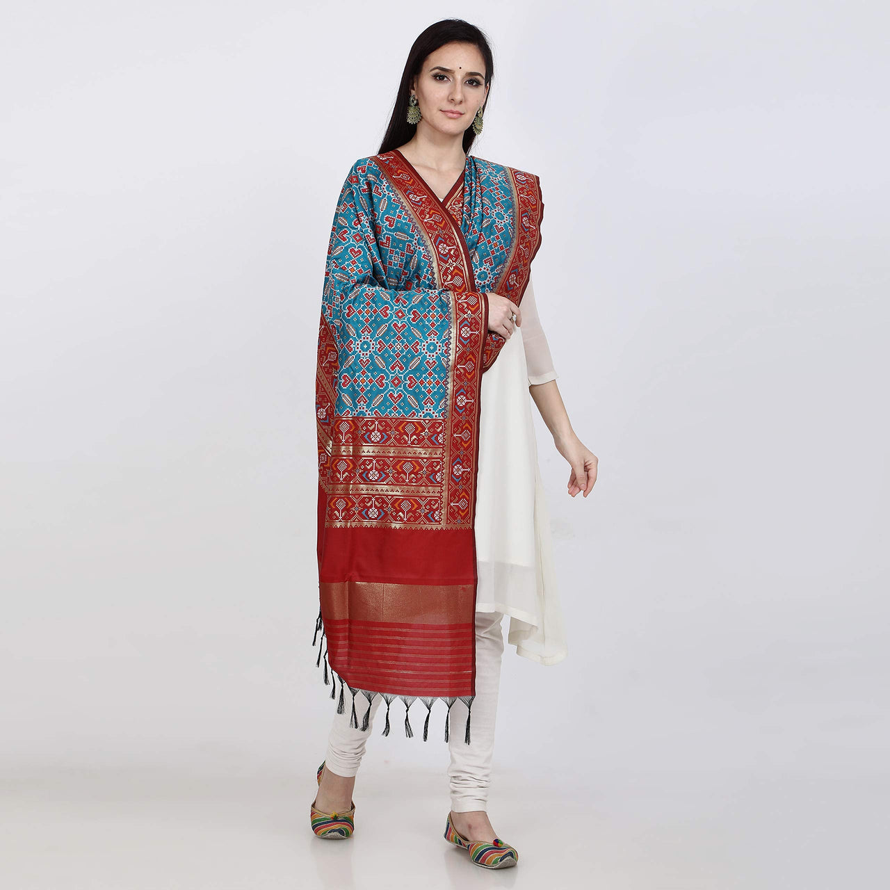 KAPAAHA Women's  Woven Silk Blend Patola Dupatta/Chunni