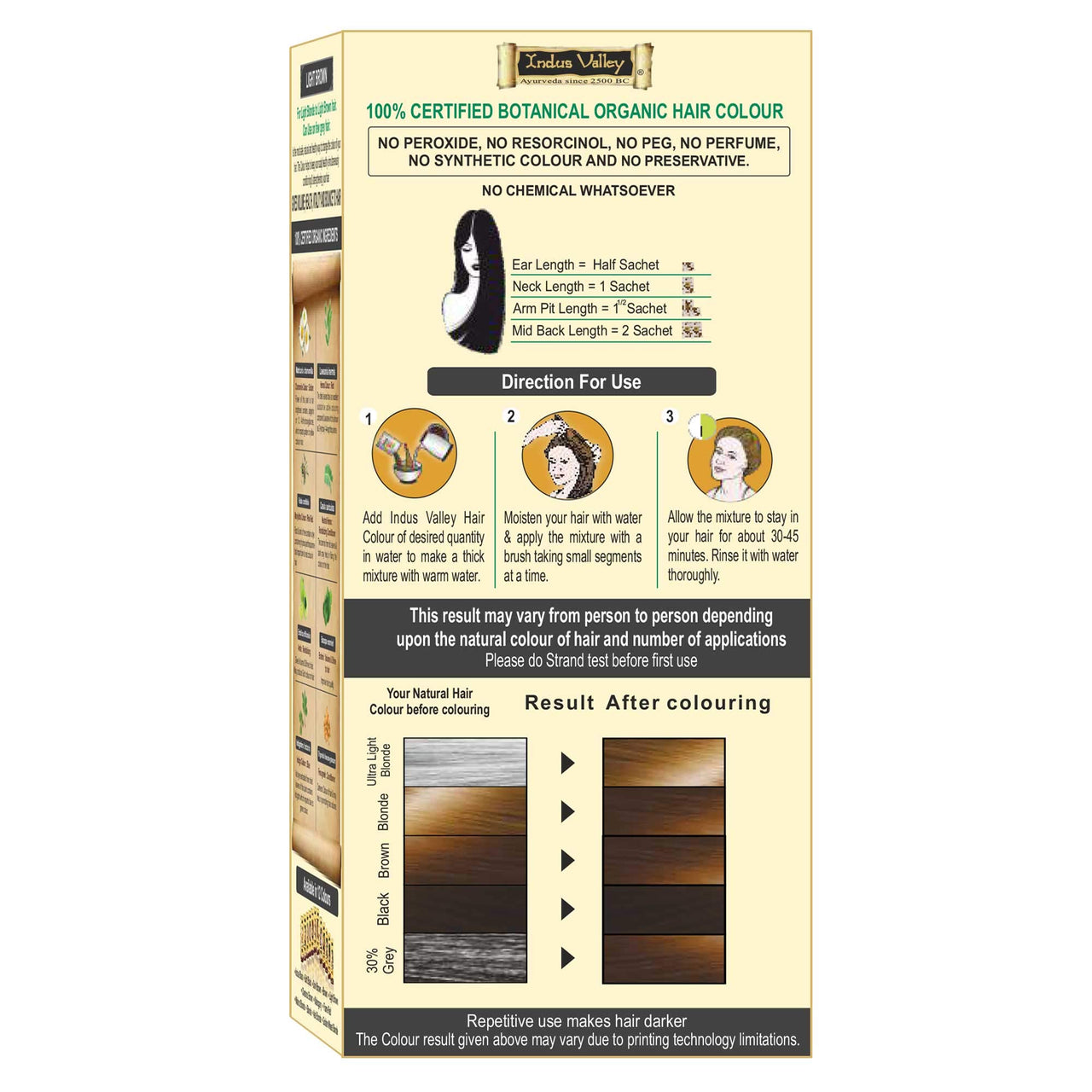 INDUS VALLEY 100% Organic Botanical Hair Colour Light Brown Hair Colour, 120g