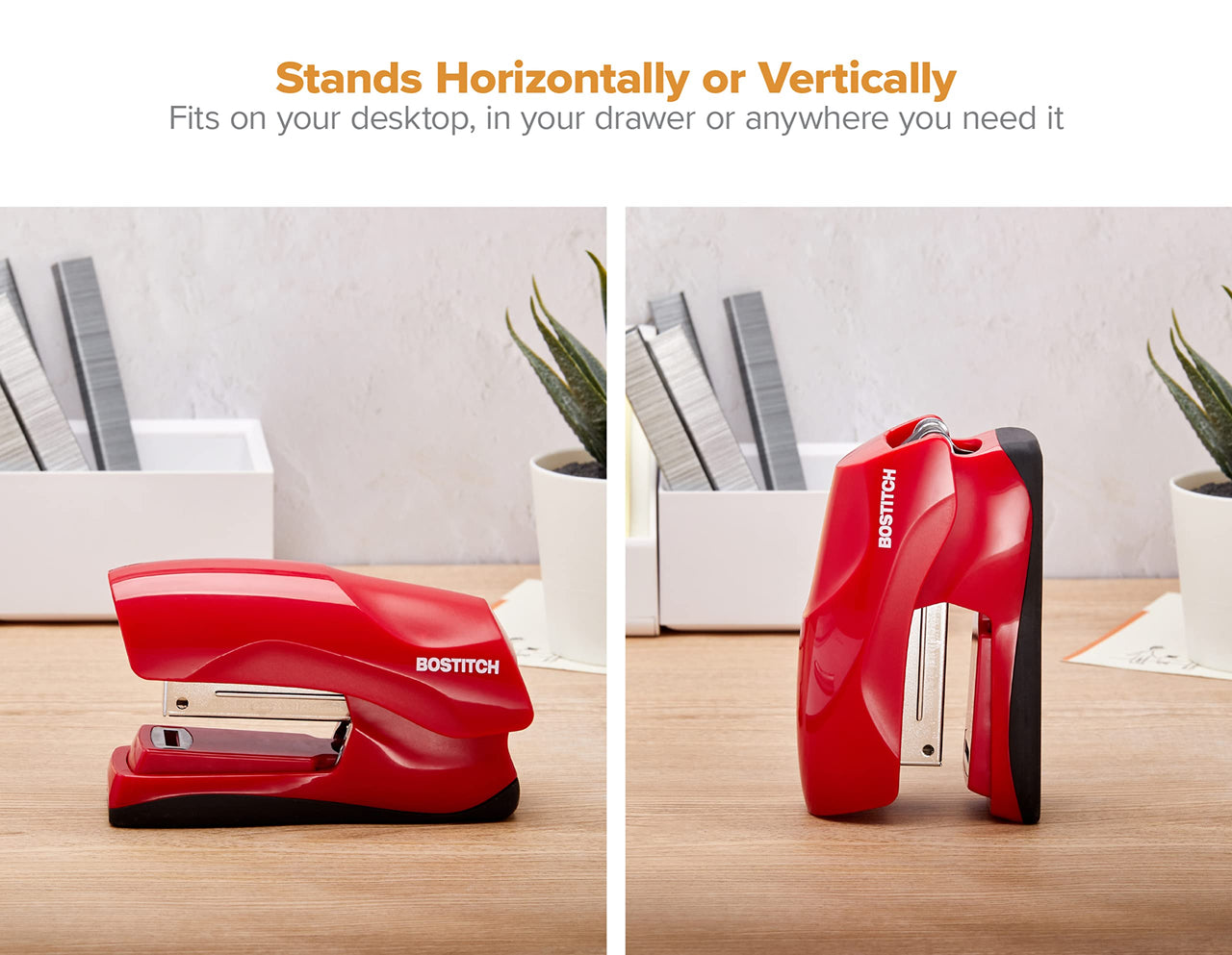 Bostitch Office Heavy Duty 40 Sheet Stapler with 1250 Staples & Claw Remover, Small Stapler Size, Fits into the Palm of Your Hand, Value Pack, Red (B175-RED-VP) Red, Compact, Value Pack