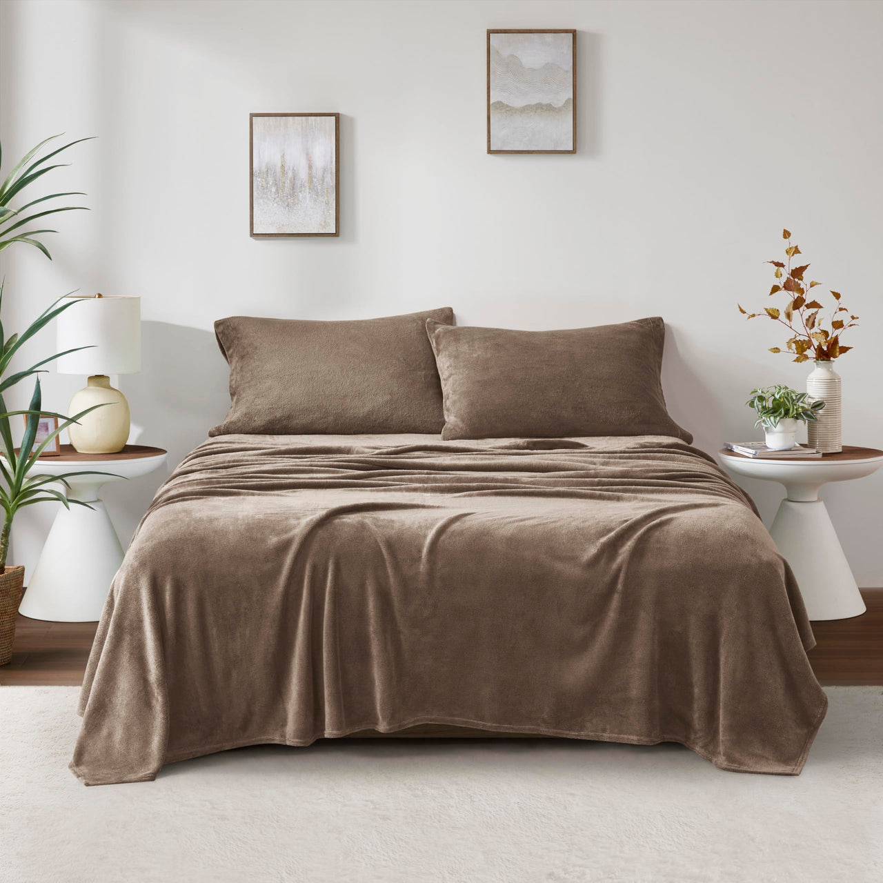 Sleep Philosophy True North Fleece Sheet Set Full, Solid Color, Warm & Plush Sheets Soft Fleece Bedding Full Size Sheets, Fitted Pocket Fits Up to 16" Mattress, Soloft, Full Burgundy 4 Piece