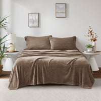 Sleep Philosophy True North Fleece Sheet Set Full, Solid Color, Warm & Plush Sheets Soft Fleece Bedding Full Size Sheets, Fitted Pocket Fits Up to 16