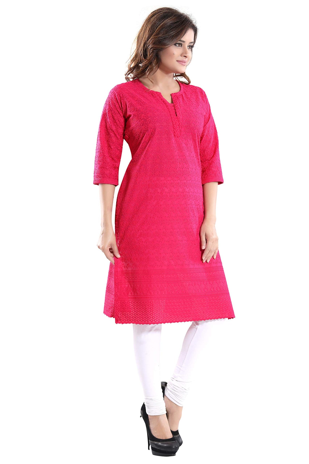 QUEEN SHIELD Women's  Formal & Casual Cotton Chikan-Kari Kurta (4444.)