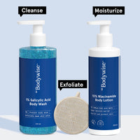 Bodywise Body Care Mini Kit 1% Salicylic Acid Body Wash, 375ml & 10% Niacinamide Body Lotion, 200ml Niacinamide & Aloe Vera Extract