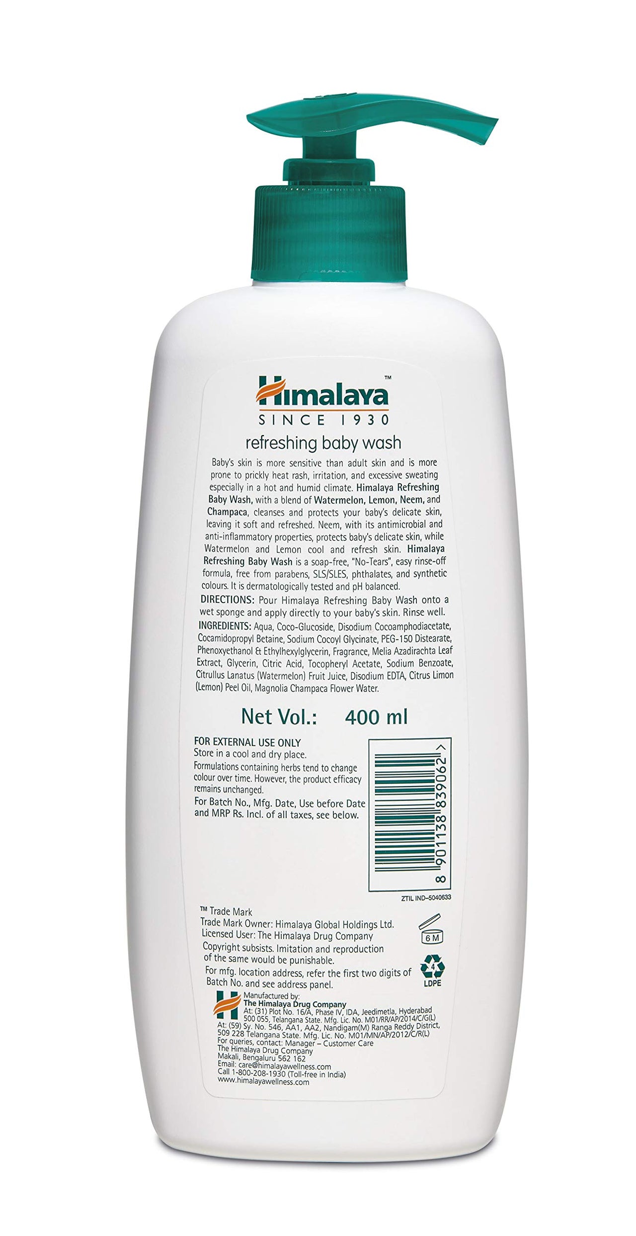 Himalaya Refreshing Baby Wash 400 ml and Himalaya Baby Lotion (400ml)