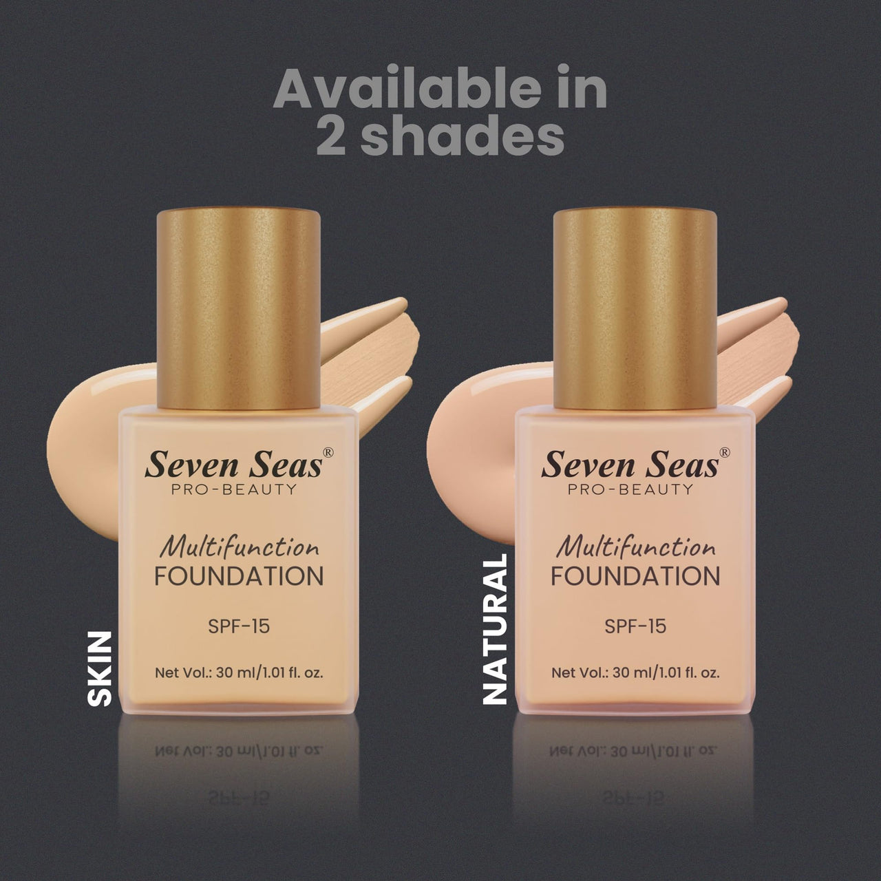 Seven Seas Multifunction Foundation, SPF-15, Oil Free, Buildable Coverage, Long Lasting, (Skin, 30ml)