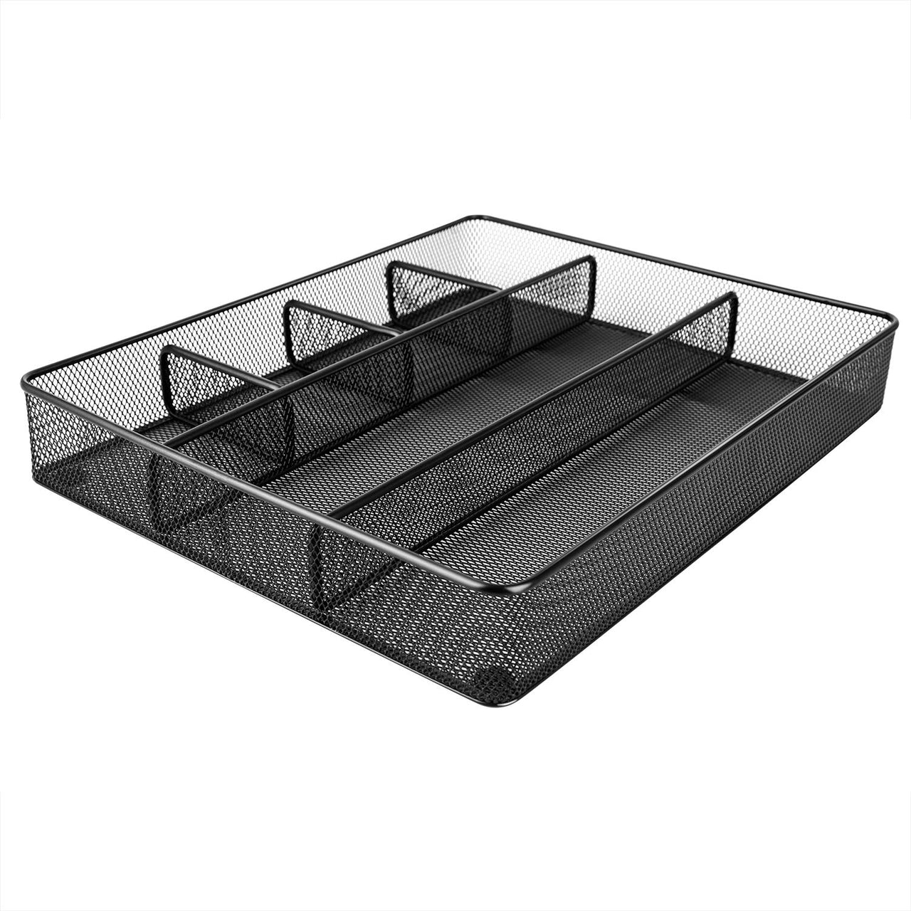 Basics Desk Drawer Organizer for Office and Home, Metal Mesh, 6 Compartments, Black 1