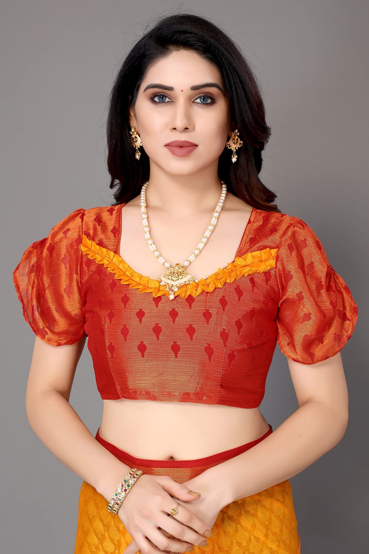 Winza Designer Women's  Chiffon Brasso Floral Printed Saree with Blouse Piece