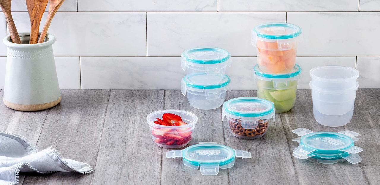 Snapware Total Solution 16-Pc Plastic Food Storage Containers Set , 2-Cup & 1-Cup Round Meal Prep Container, BPA-Free Lids with 4 Locking Tabs, Microwave, Dishwasher, and Freezer Safe