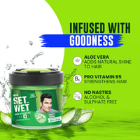 Set Wet Styling Hair Gel for Men - Party Shine, 250gm | Strong Hold, High Shine |For Short to Medium Hair| No Alcohol, No Sulphate