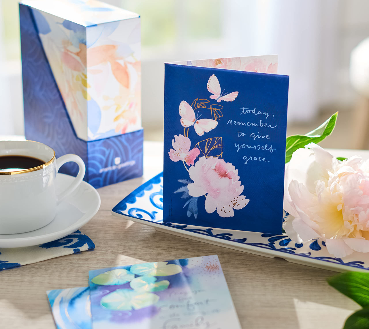 American Greetings Deluxe Boxed Sympathy, Thinking of You, and Blank Cards with Envelopes, Kathy Davis Designs (32-Count)