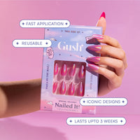 Gush Beauty Press On Nails | Reusable Nail Extensions | Artificial Fake Nails Set | For women (Peony Pinks - Short Round)