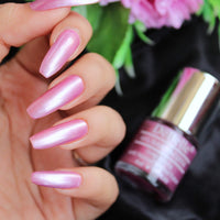 DeBelle Gel Nail Polish Roselin Fiesta (Metallic Rose Pink Nail Paint)|Non UV - Gel Finish |Chip Resistant | Seaweed Enriched Formula| Long Lasting|Cruelty and Toxic Free| 8ml