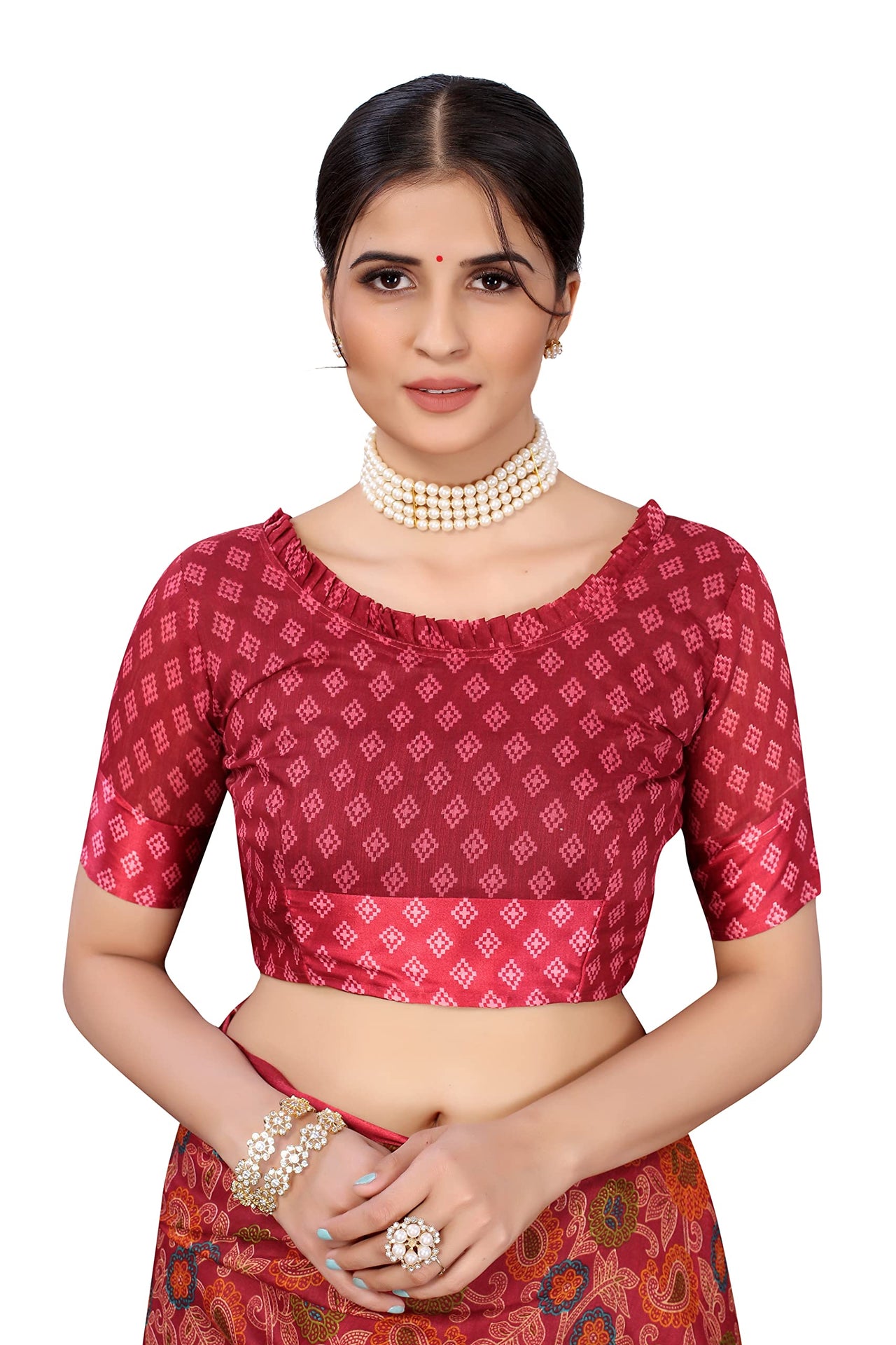 Yashika Women's  Linen Saree Maroon