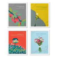 Compendium Positively Green 4-Pack of Thank You Cards – Blooms (Four Different Designs, One Card Each, with Envelopes) Thank You - Blooms