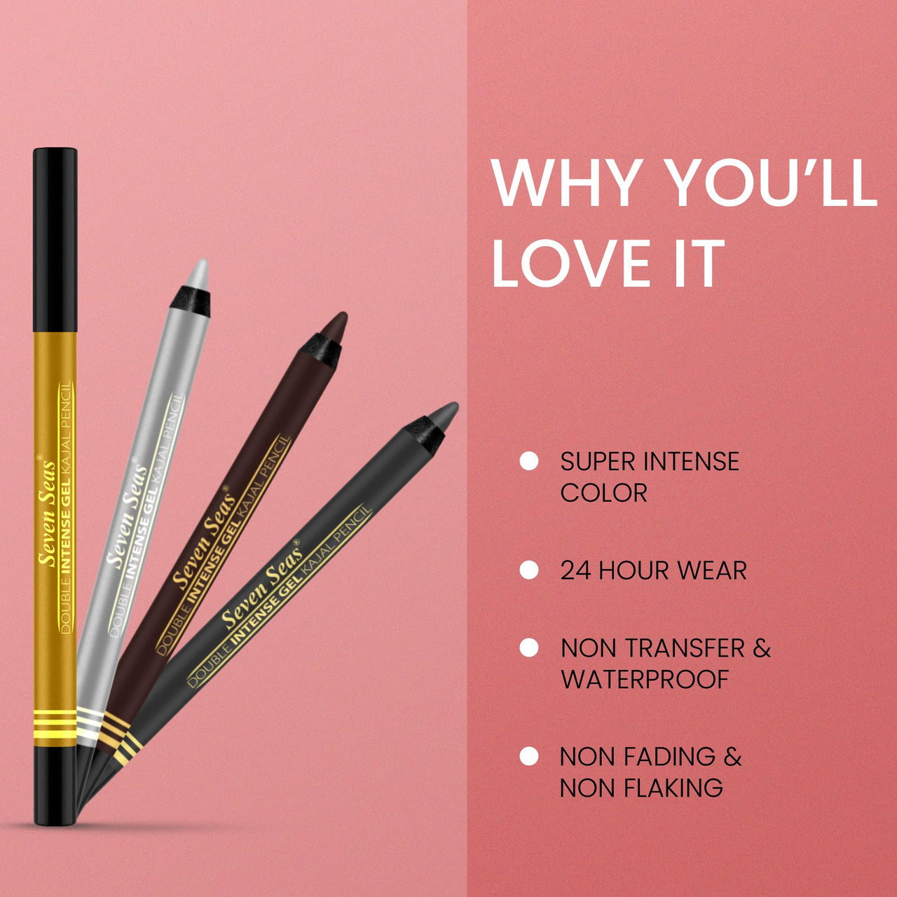 Seven Seas Longwear Matte Eye Pencil | 12 Hr Long Stay | Smooth One Stroke Application | Intense Color Pay Off | Soft Blendable Formula | Smudge Proof | Water Proof (Indigo)