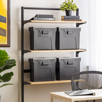 IRIS USA File Box Slim Portable File Organizer Plastic File Box for Letter File w/ Organizer-Lid, BPA-Free Storage, Water Resistant Document Box, Secure Buckle, Sturdy Handle, Black 4 Pack Black - 4 Pack (Slim)