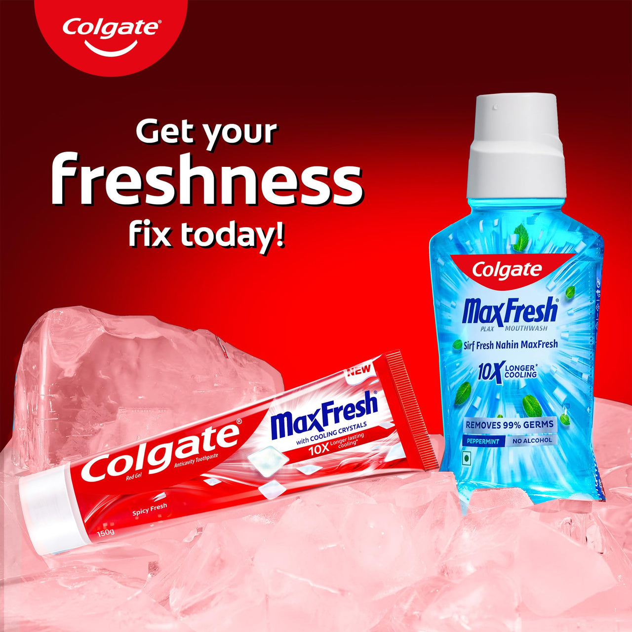 Colgate MaxFresh Toothpaste, Red Gel Tooth Paste with Menthol for Super Fresh Breath, 600g, 150g X 4 (Spicy Fresh) (Combo Pack Offer)