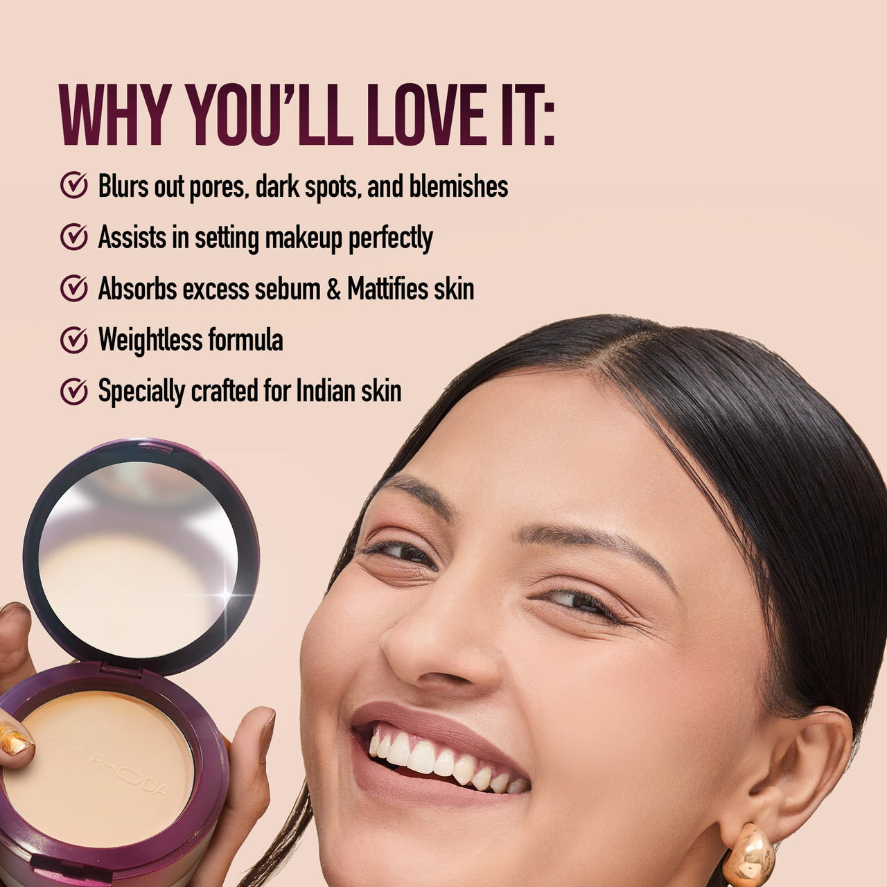 Hilary Rhoda The Setting Duo Compact & Loose Powder | 2-in-1 Compact & Loose Powder | | Matte Finish | Blends Effortlessly | Oil Control Compact | 32g (Sand | Shade 04)
