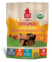 PLATO Original Real Strips Organic Chicken 18oz, Natural