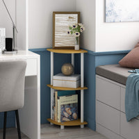 Furinno Turn-N-Tube 4-Tier Corner Display Rack Multipurpose Shelving Unit, Dark Brown Grain/Black 4-Tier Round Tube