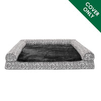 Furhaven Replacement Dog Bed Cover Plush & Southwest Kilim Décor Sofa-Style, Machine Washable - Boulder Gray, Jumbo (X-Large) Cover Only 40.0