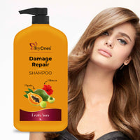 TryOnes Papaya & Hibiscus Damage Repair Shampoo 1000 ml | Hair Repairing Shampoo For Damaged, Dry & Frizzy Hair | For Women & Men