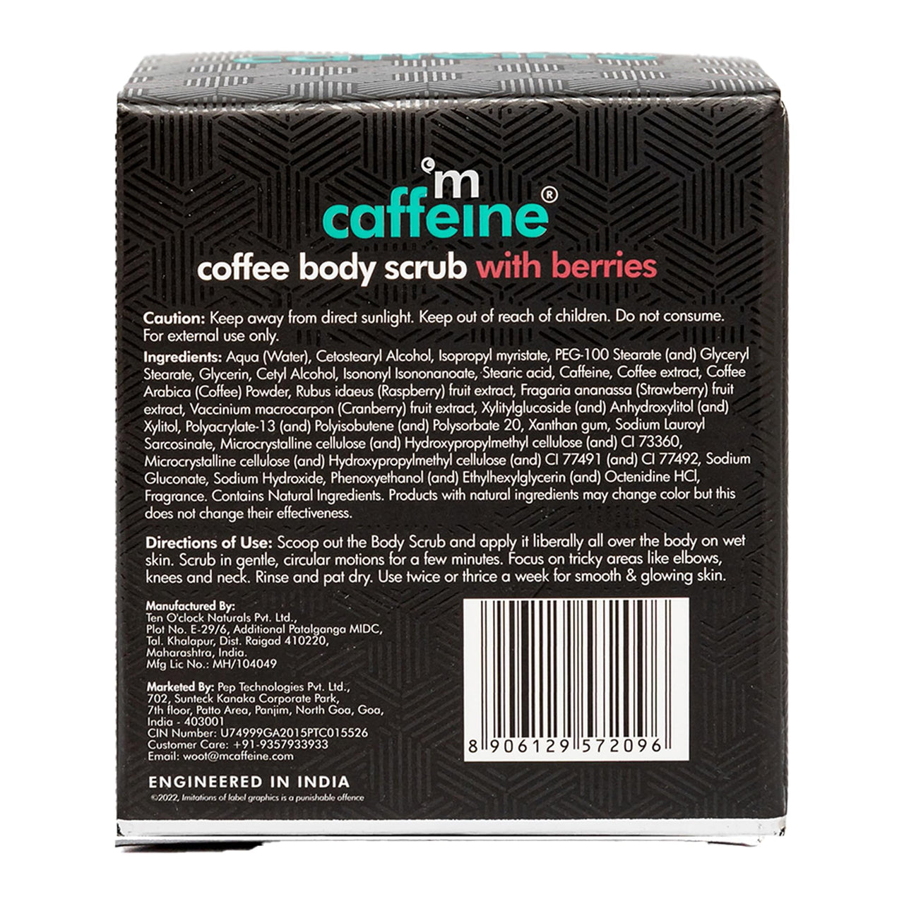 mCaffeine Berries & Coffee Body Scrub for Tan Removal | Creamy Body Scrub for Dry Skin | Exfoliating Scrub for Body for both Women and Men - 200gm