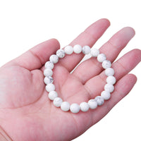 WRCXSTONE Natural 8mm Gorgeous Semi-Precious Gemstones Healing Crystal Stretch Beaded Bracelet Unisex Howlite