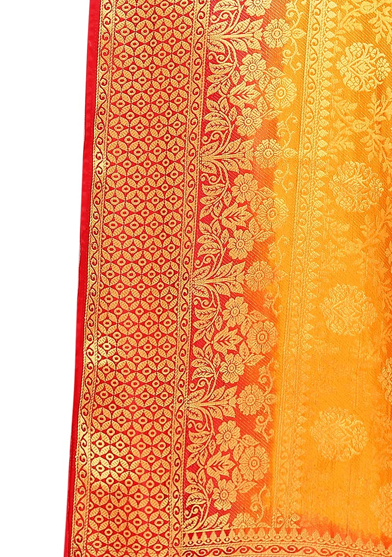 iZibra Women's  Pure Kanjivaram Silk Sraee Kanchipuram Pattu Sarees With Blouse Piece (kismat-2 paithani)