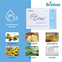 Brinton DOUX Daily Ultra Moisturizer Soap Bar with pH 5.5, 75g, pack of 4