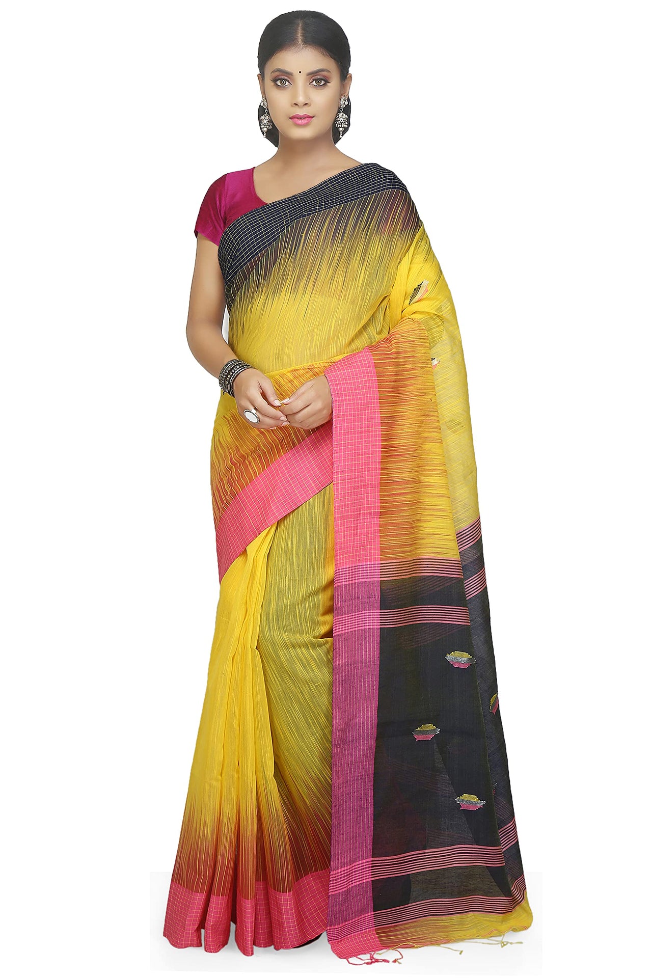 WoodenTant Women’s Ikkat Cotton Silk Saree