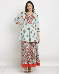 Rajnandini Women's  Pure Cambric Cotton Floral Printed Kurta Set With Dupatta