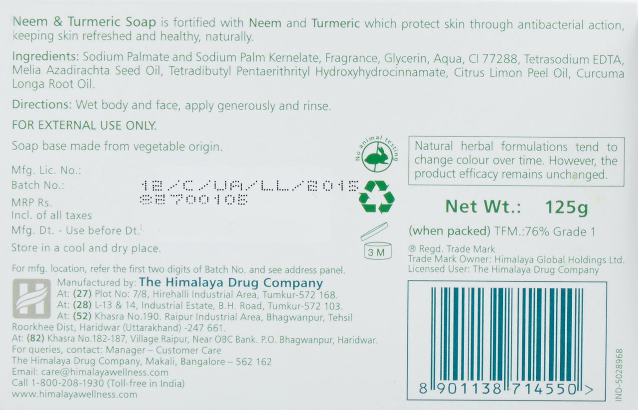 Himalaya Herbals Neem And Turmeric Soap, 125G (Pack Of 6) & Herbals Neem And Turmeric Soap, 125Gm (Pack Of 4) With Value Pack Combo