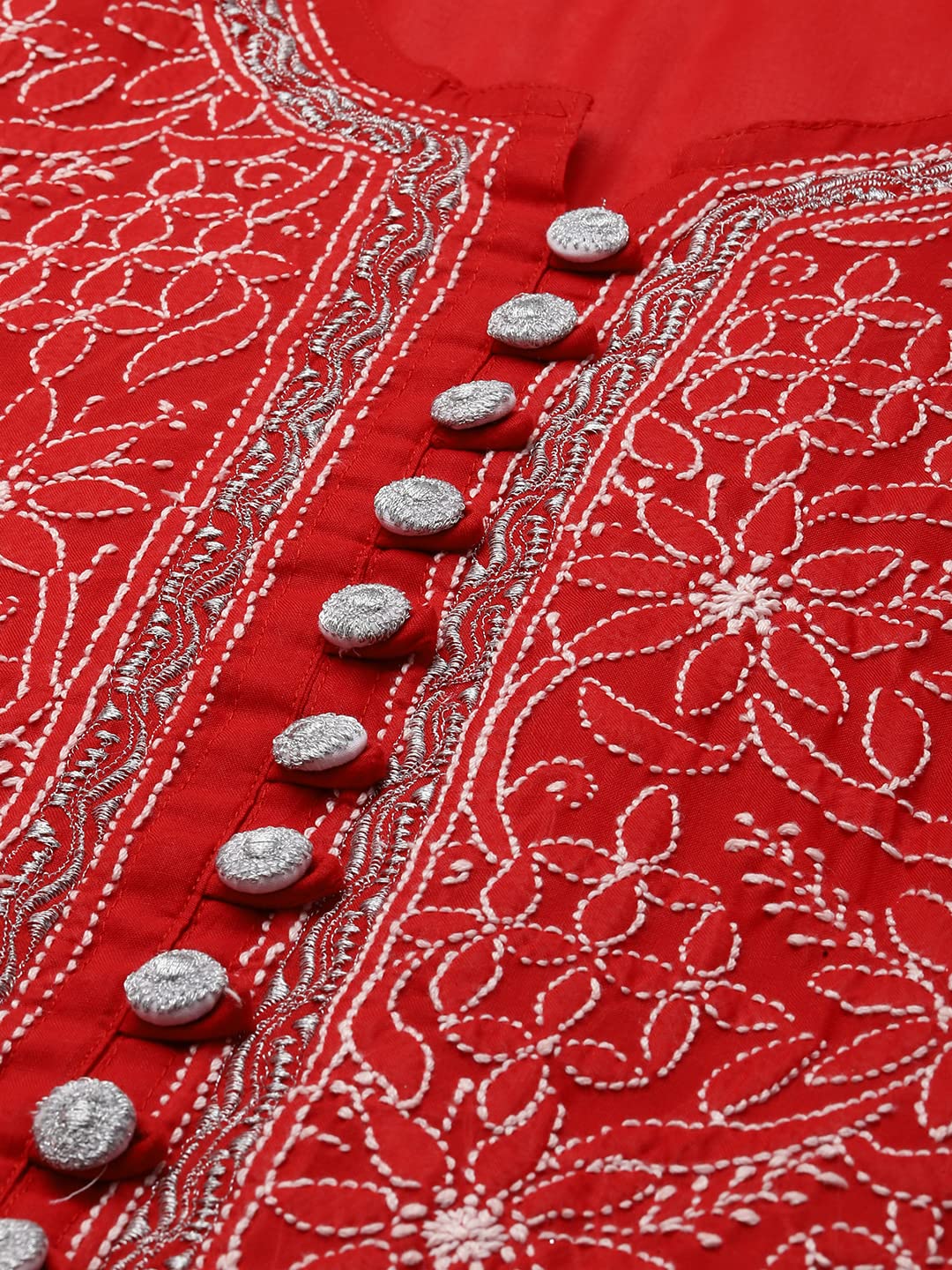 Ada Women's  Hand Embroidered Lucknowi Chikankari Cotton Straight Short Top Kurti A178625