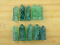 FHNP367 Natural Green Fluorite Stone Point Wands - 2 inch Healing Crystal 6 Faceted Prism Reiki Chakra Meditation Obelisk Tower Gift - Set of 3 Set of 3 Green Fluorite