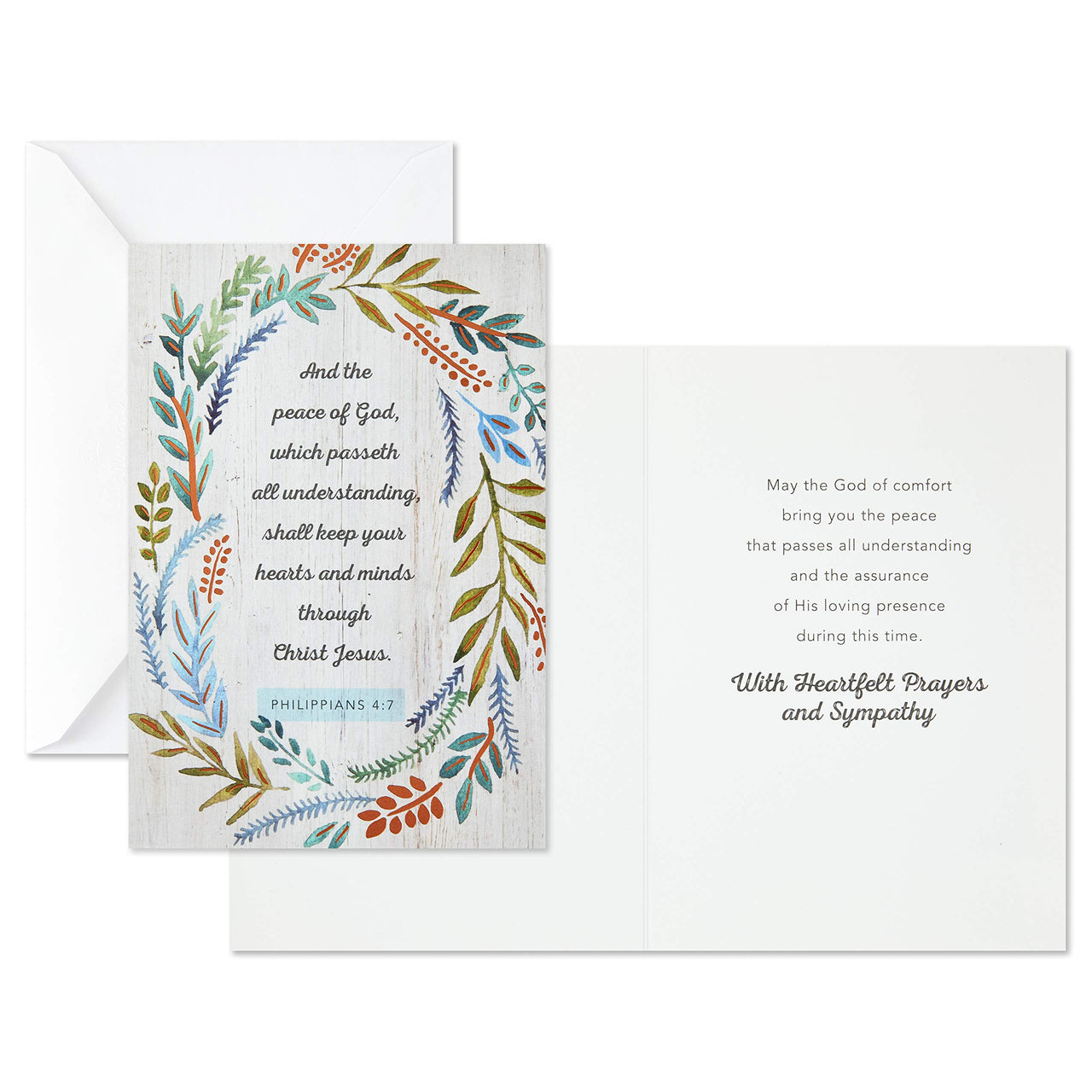 DaySpring Assorted Religious Sympathy Cards, Floral Wreaths (12 Cards with Envelopes)