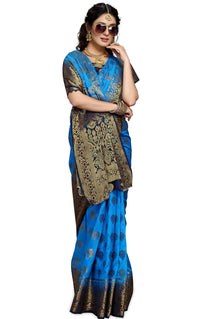 C J Enterprise Women's  Kanchipuam Pattu Pure Kanjivaram Silk Sarees For Wedding With Blouse Piece (perashooot paithani)