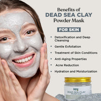 Rey Naturals Dead Sea Clay Face Pack - 200g | Face Clay Mask for Skin Hydration & Detoxification | Minimize Blackheads & Acne | Draws Out Impurities, Dirt & Toxins From Skin