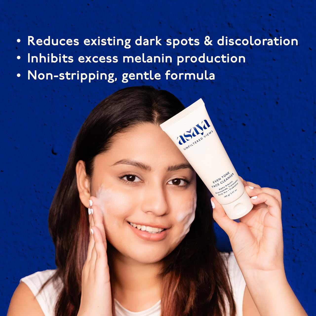 Asaya Dark Spot Removal Face Wash | Fades Spots, Acne Marks & Evens Tone | Tranexamic Acid, Niacinamide & Alpha Arbutin Face Wash With Pre + Probiotics | Both Women & Men | 100g