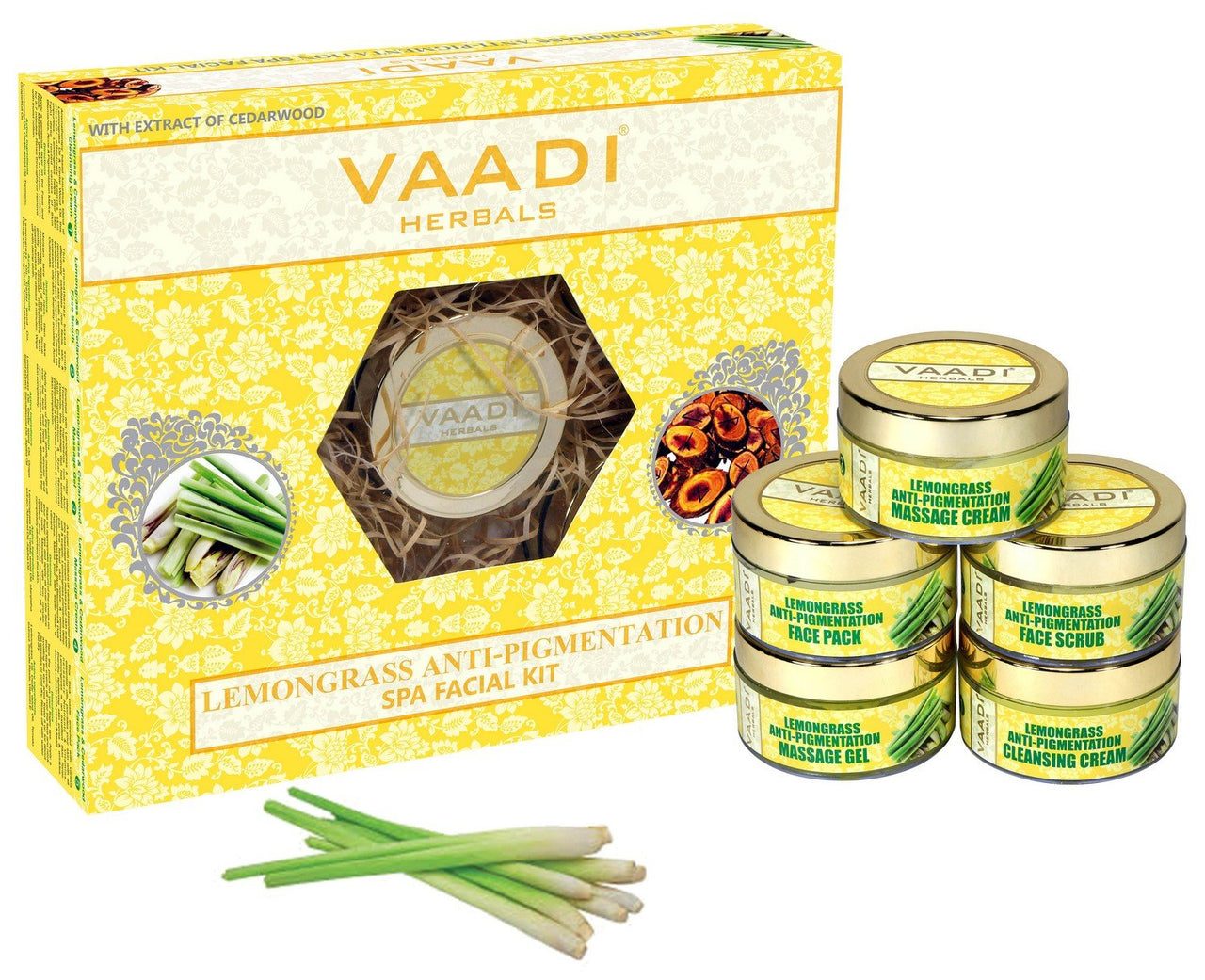 Vaadi Herbals Lemongrass Anti Pigmentation Spa Facial Kit With Cedarwood Extract, 270G