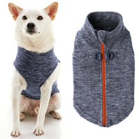 Gooby Zip Up Fleece Dog Sweater - Gray Wash, Medium - Warm Pullover Fleece Step-in Dog Jacket with Dual D Ring Leash - Winter Small Dog Sweater - Dog Clothes for Small Dogs Boy and Medium Dogs