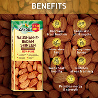 Zandu Raughan-E-Badam Shireen Sweet Almond Oil 100% Pure & Natural Cold Pressed 50Ml