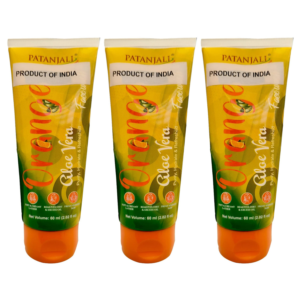 Patanjali Face Wash - Orange And Aloevera (60g) (Pack of 3)